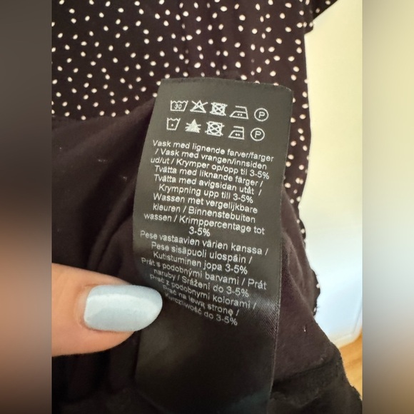 ICHI Ihlisa DR6 Jersey Mini Dress Black Polka Dot Size Large Stretch EUC - Picture 7 of 10